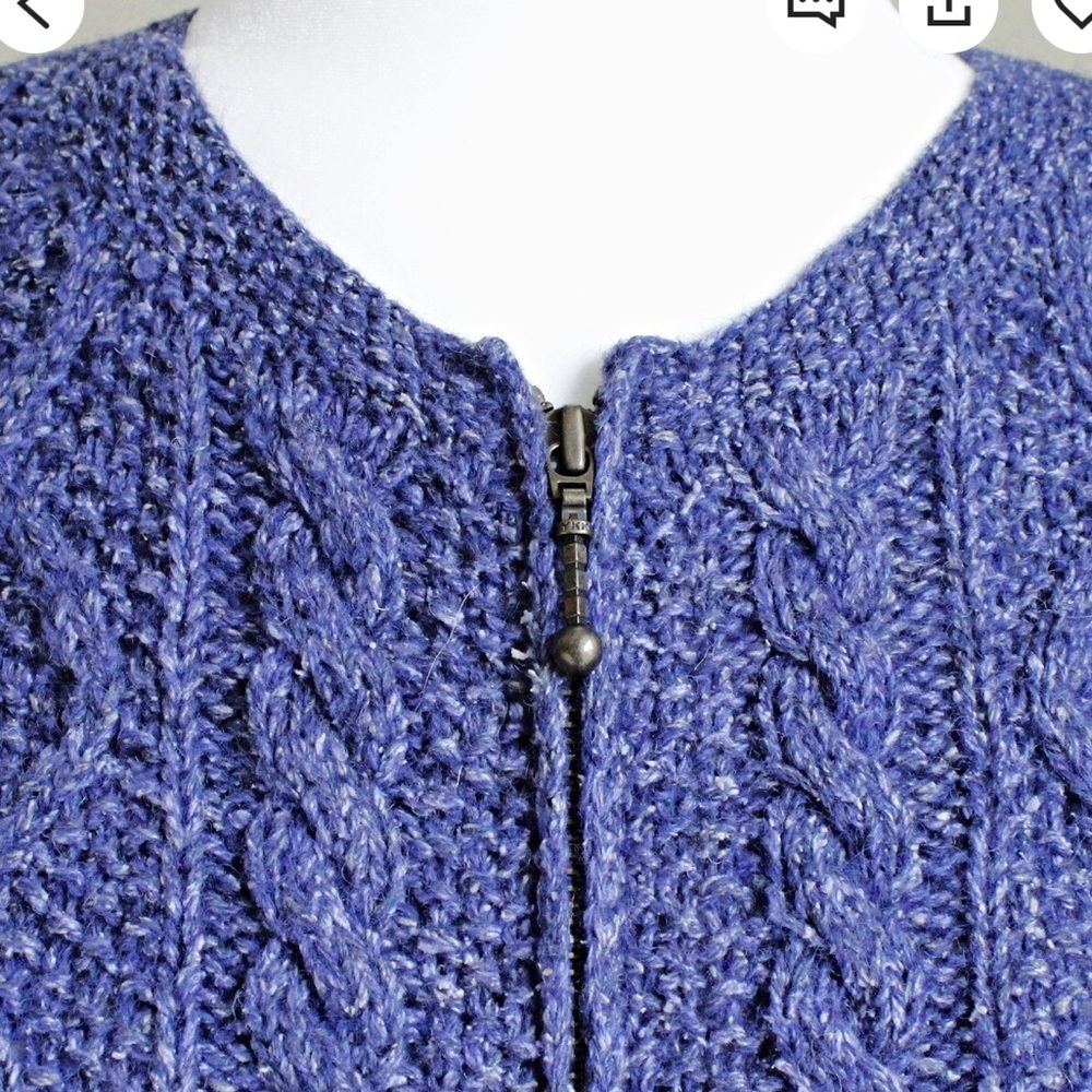 Icelandic Designs Blue Zip Cardigan Sweater, Womens M, Wool Blend Fisherman - Picture 6 of 11